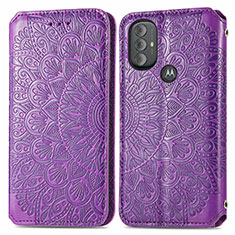 Leather Case Stands Fashionable Pattern Flip Cover Holder S01D for Motorola Moto G Play Gen 2 Purple