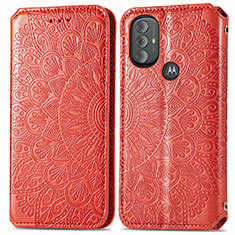 Leather Case Stands Fashionable Pattern Flip Cover Holder S01D for Motorola Moto G Play Gen 2 Red