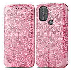 Leather Case Stands Fashionable Pattern Flip Cover Holder S01D for Motorola Moto G Play Gen 2 Rose Gold