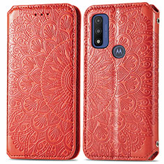 Leather Case Stands Fashionable Pattern Flip Cover Holder S01D for Motorola Moto G Pure Red