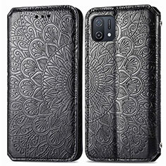 Leather Case Stands Fashionable Pattern Flip Cover Holder S01D for Oppo A16K Black