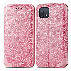 Leather Case Stands Fashionable Pattern Flip Cover Holder S01D for Oppo A16K Rose Gold