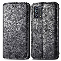 Leather Case Stands Fashionable Pattern Flip Cover Holder S01D for Oppo A74 4G Black