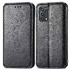 Leather Case Stands Fashionable Pattern Flip Cover Holder S01D for Oppo A95 4G Black