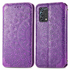 Leather Case Stands Fashionable Pattern Flip Cover Holder S01D for Oppo F19 Purple