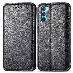 Leather Case Stands Fashionable Pattern Flip Cover Holder S01D for Oppo K9 Pro 5G Black