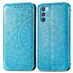 Leather Case Stands Fashionable Pattern Flip Cover Holder S01D for Oppo K9 Pro 5G Blue