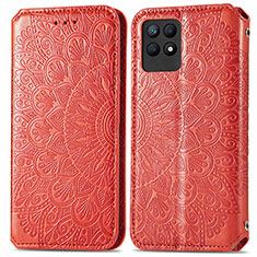 Leather Case Stands Fashionable Pattern Flip Cover Holder S01D for Realme 8i Red