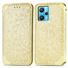 Leather Case Stands Fashionable Pattern Flip Cover Holder S01D for Realme 9 4G Gold