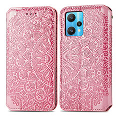 Leather Case Stands Fashionable Pattern Flip Cover Holder S01D for Realme 9 4G Rose Gold