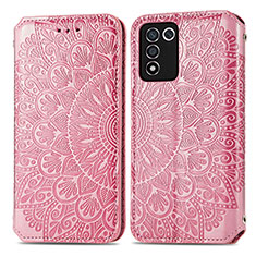 Leather Case Stands Fashionable Pattern Flip Cover Holder S01D for Realme 9 SE 5G Rose Gold