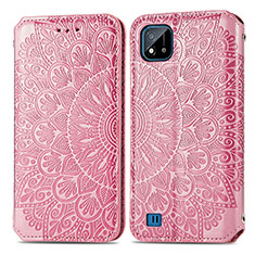 Leather Case Stands Fashionable Pattern Flip Cover Holder S01D for Realme C11 (2021) Rose Gold