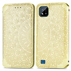 Leather Case Stands Fashionable Pattern Flip Cover Holder S01D for Realme C20A Gold