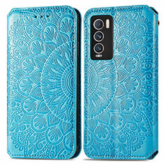 Leather Case Stands Fashionable Pattern Flip Cover Holder S01D for Realme GT Master Explorer 5G Blue