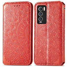 Leather Case Stands Fashionable Pattern Flip Cover Holder S01D for Realme GT Master Explorer 5G Red