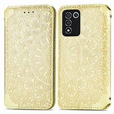 Leather Case Stands Fashionable Pattern Flip Cover Holder S01D for Realme Q3s 5G Gold