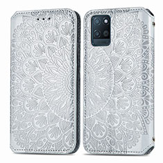 Leather Case Stands Fashionable Pattern Flip Cover Holder S01D for Realme V11 5G Silver