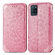 Leather Case Stands Fashionable Pattern Flip Cover Holder S01D for Realme V11s 5G Rose Gold