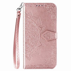 Leather Case Stands Fashionable Pattern Flip Cover Holder S01D for Samsung Galaxy A02 Rose Gold