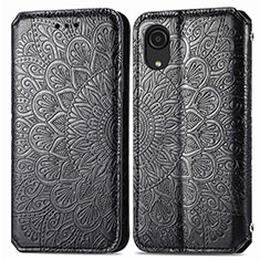 Leather Case Stands Fashionable Pattern Flip Cover Holder S01D for Samsung Galaxy A03 Core Black