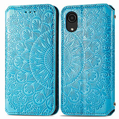 Leather Case Stands Fashionable Pattern Flip Cover Holder S01D for Samsung Galaxy A03 Core Blue