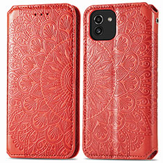 Leather Case Stands Fashionable Pattern Flip Cover Holder S01D for Samsung Galaxy A03 Red