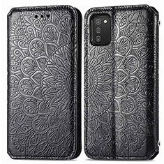 Leather Case Stands Fashionable Pattern Flip Cover Holder S01D for Samsung Galaxy A03s Black