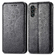 Leather Case Stands Fashionable Pattern Flip Cover Holder S01D for Samsung Galaxy A04s Black