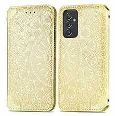 Leather Case Stands Fashionable Pattern Flip Cover Holder S01D for Samsung Galaxy A05s Gold