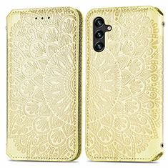Leather Case Stands Fashionable Pattern Flip Cover Holder S01D for Samsung Galaxy A13 5G Gold