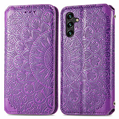 Leather Case Stands Fashionable Pattern Flip Cover Holder S01D for Samsung Galaxy A13 5G Purple