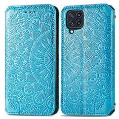 Leather Case Stands Fashionable Pattern Flip Cover Holder S01D for Samsung Galaxy A22 4G Blue