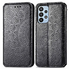 Leather Case Stands Fashionable Pattern Flip Cover Holder S01D for Samsung Galaxy A23 4G Black