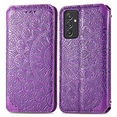 Leather Case Stands Fashionable Pattern Flip Cover Holder S01D for Samsung Galaxy A54 5G Purple