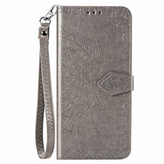 Leather Case Stands Fashionable Pattern Flip Cover Holder S01D for Samsung Galaxy M02 Gray