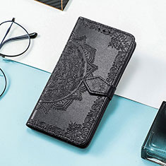 Leather Case Stands Fashionable Pattern Flip Cover Holder S01D for Samsung Galaxy M13 4G Black