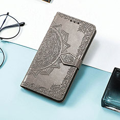 Leather Case Stands Fashionable Pattern Flip Cover Holder S01D for Samsung Galaxy M13 4G Gray