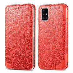 Leather Case Stands Fashionable Pattern Flip Cover Holder S01D for Samsung Galaxy M40S Red