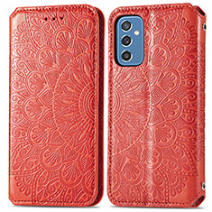 Leather Case Stands Fashionable Pattern Flip Cover Holder S01D for Samsung Galaxy M52 5G Red