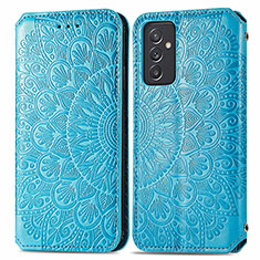 Leather Case Stands Fashionable Pattern Flip Cover Holder S01D for Samsung Galaxy M54 5G Blue