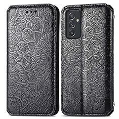 Leather Case Stands Fashionable Pattern Flip Cover Holder S01D for Samsung Galaxy Quantum2 5G Black