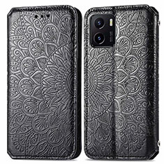 Leather Case Stands Fashionable Pattern Flip Cover Holder S01D for Vivo iQOO U5x Black