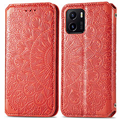 Leather Case Stands Fashionable Pattern Flip Cover Holder S01D for Vivo iQOO U5x Red