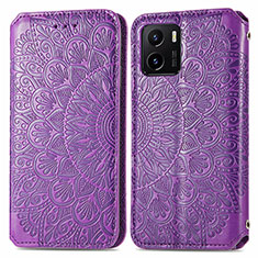 Leather Case Stands Fashionable Pattern Flip Cover Holder S01D for Vivo Y01A Purple