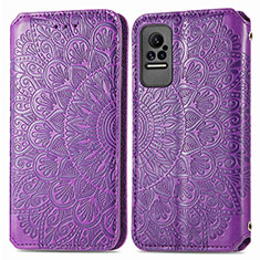 Leather Case Stands Fashionable Pattern Flip Cover Holder S01D for Xiaomi Civi 1S 5G Purple