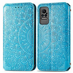 Leather Case Stands Fashionable Pattern Flip Cover Holder S01D for Xiaomi Civi 5G Blue