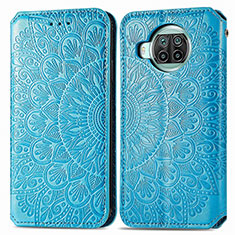 Leather Case Stands Fashionable Pattern Flip Cover Holder S01D for Xiaomi Mi 10i 5G Blue