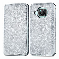 Leather Case Stands Fashionable Pattern Flip Cover Holder S01D for Xiaomi Mi 10i 5G Silver