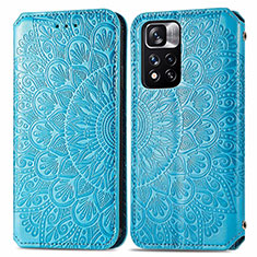 Leather Case Stands Fashionable Pattern Flip Cover Holder S01D for Xiaomi Mi 11i 5G (2022) Blue