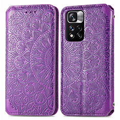 Leather Case Stands Fashionable Pattern Flip Cover Holder S01D for Xiaomi Mi 11i 5G (2022) Purple
